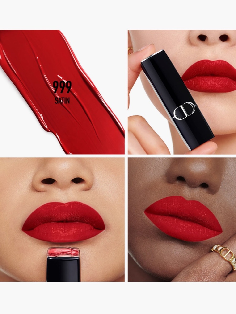 NWT Dior Rouge Dior 999 Satin Lipstick Mini 1.5g